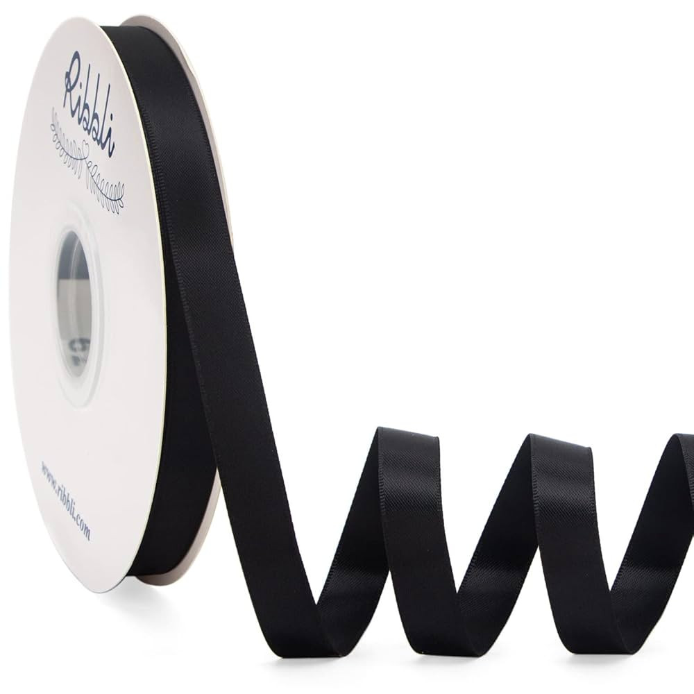 Ribbli Black Satin Ribbon Double Faced Satin 1/2 inch x Continuous 50 Yards-Black Ribbon for Gift... | Amazon (US)