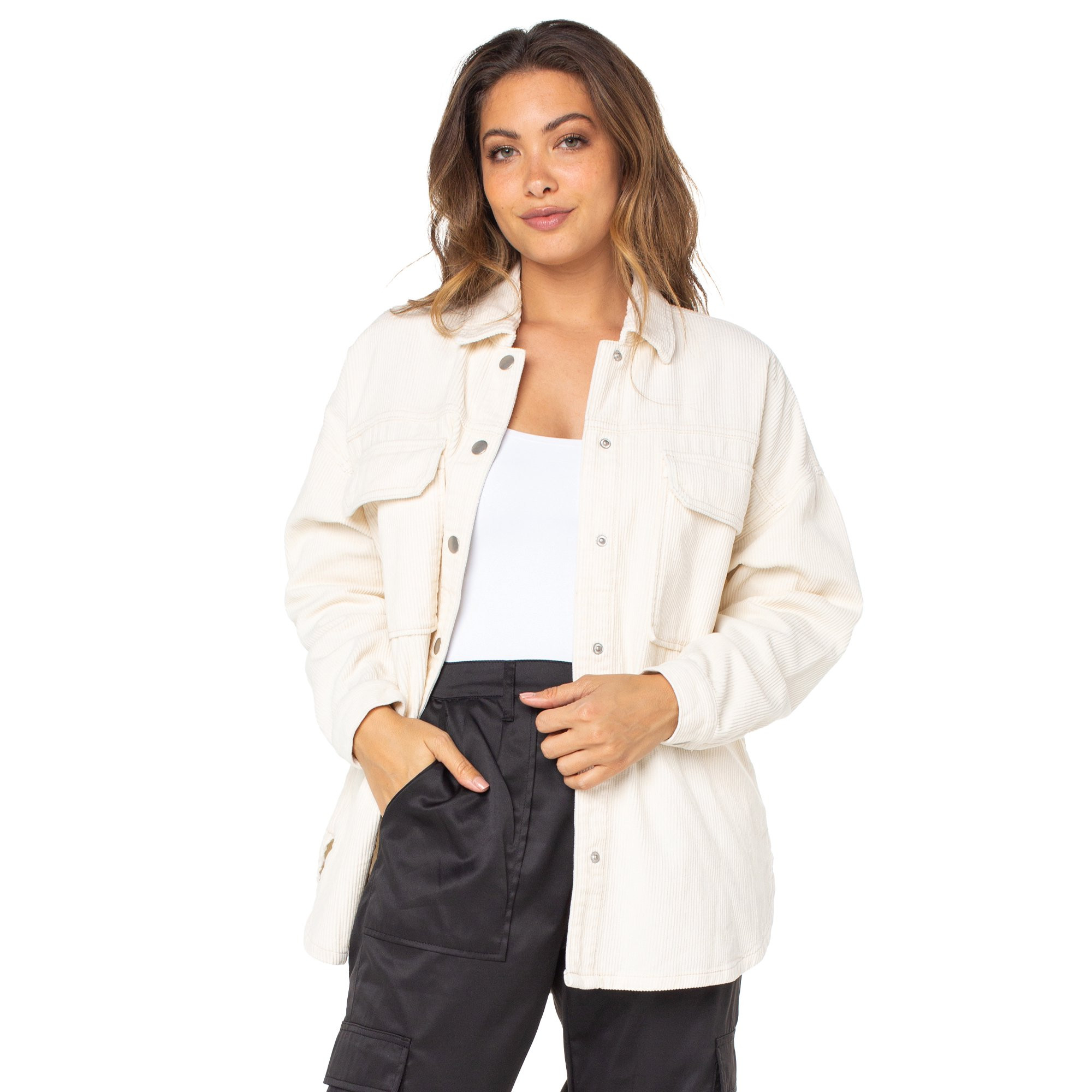 Celebrity Pink Women's Long Sleeve Utility Shacket, Sizes XS-3X | Walmart (US)