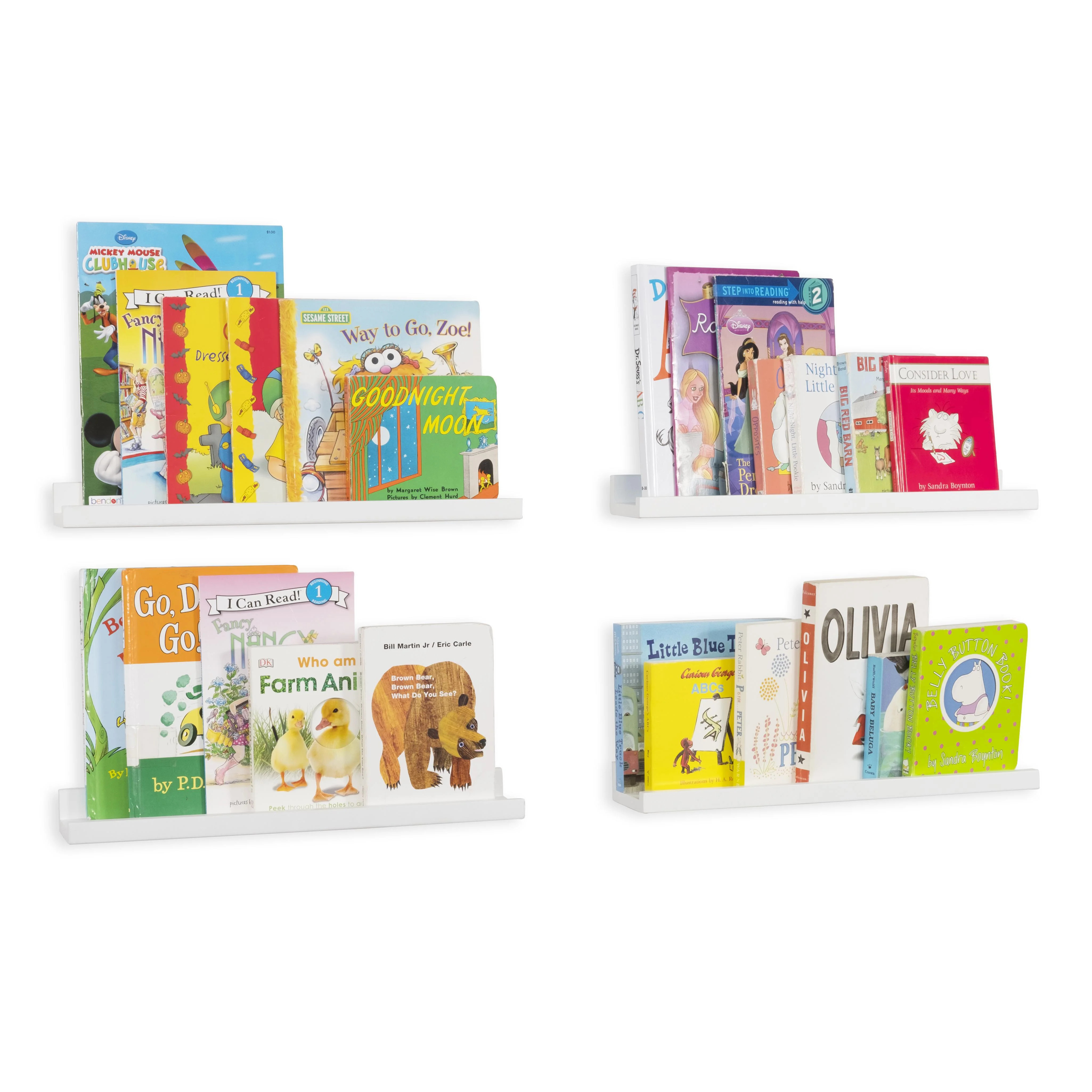 Wallniture Denver 17" Kids Room Wall Shelves Floating Picture Ledge Bookshelf, White, Set of 4 - ... | Walmart (US)