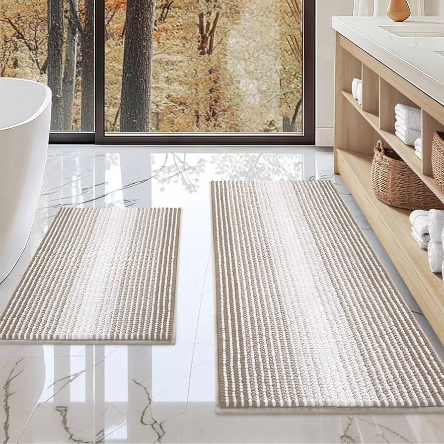 BSICPRO Bathroom Rugs and Mats Sets, 2 Piece Thick Absorbent Chenille Non Slip, Soft Shaggy Floor... | Amazon (US)