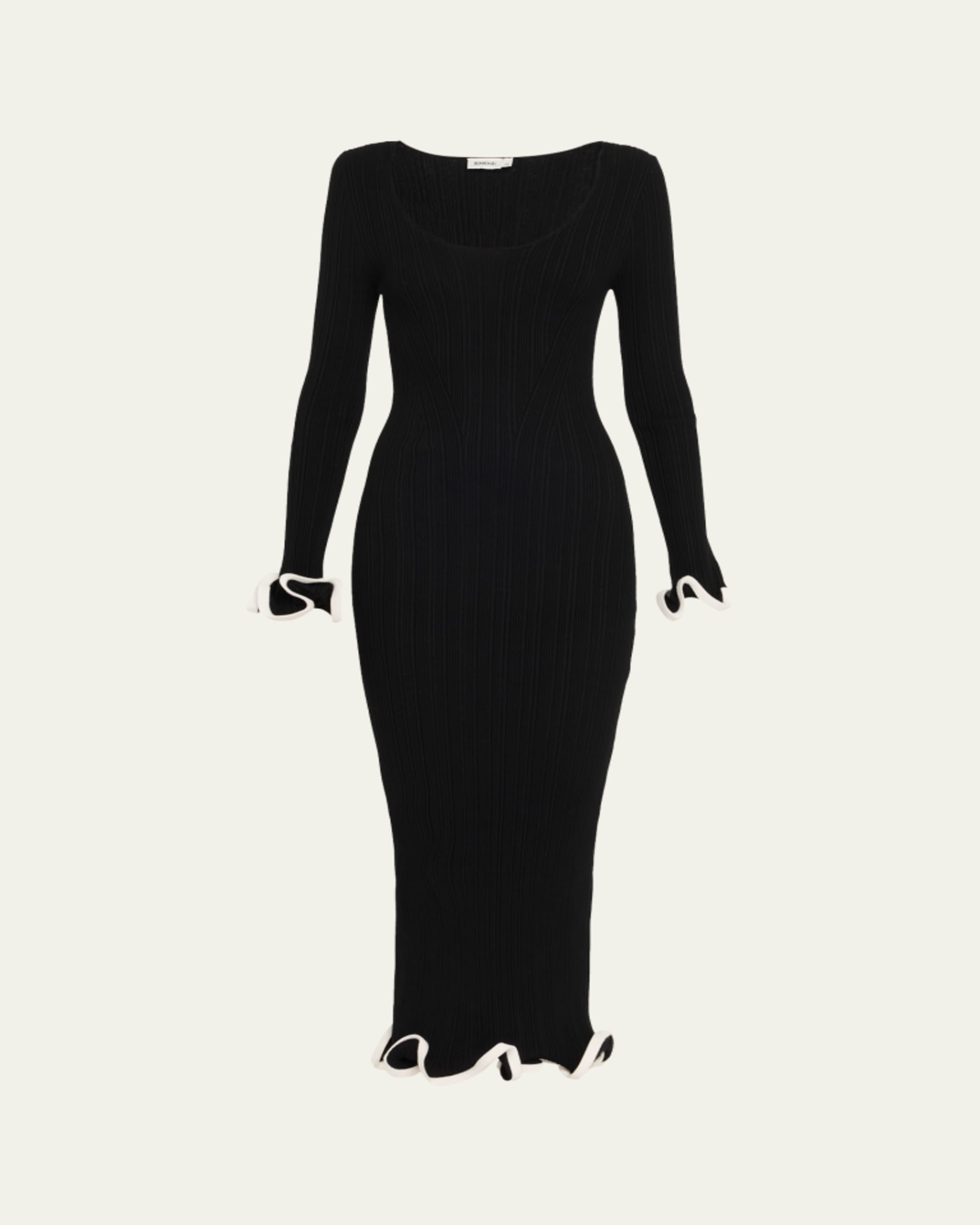 SIMKHAI Odessa Draped Long-Sleeve Midi Dress | Bergdorf Goodman