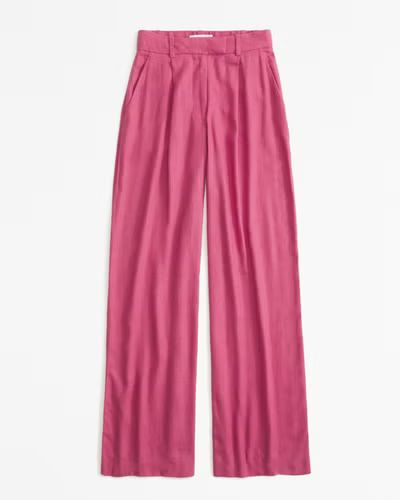 Linen-Blend Tailored Ultra Wide-Leg Pant | Abercrombie & Fitch (US)