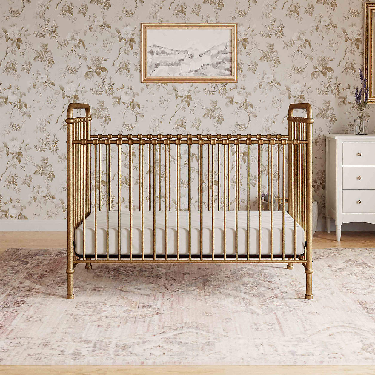 Namesake Abigail Vintage Gold Iron 3-in-1 Convertible Baby Crib + Reviews | Crate & Kids | Crate & Barrel