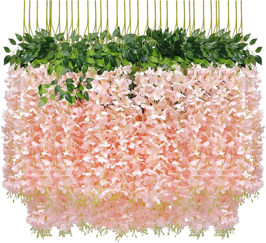 Pauwer Wisteria Hanging Flowers 24 Pack Fake Flower Garland Artificial Wisteria Vines Rattan Silk... | Amazon (US)
