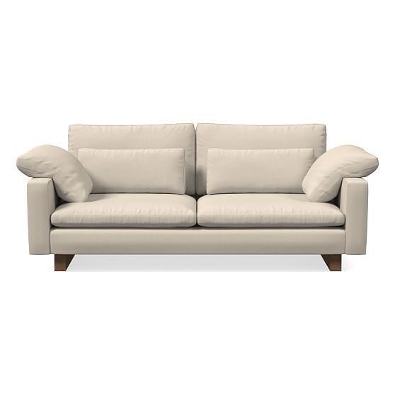 Harmony XL 82"" Sofa, Down Blend, Performance Washed Canvas, Natural, Walnut | West Elm (US)