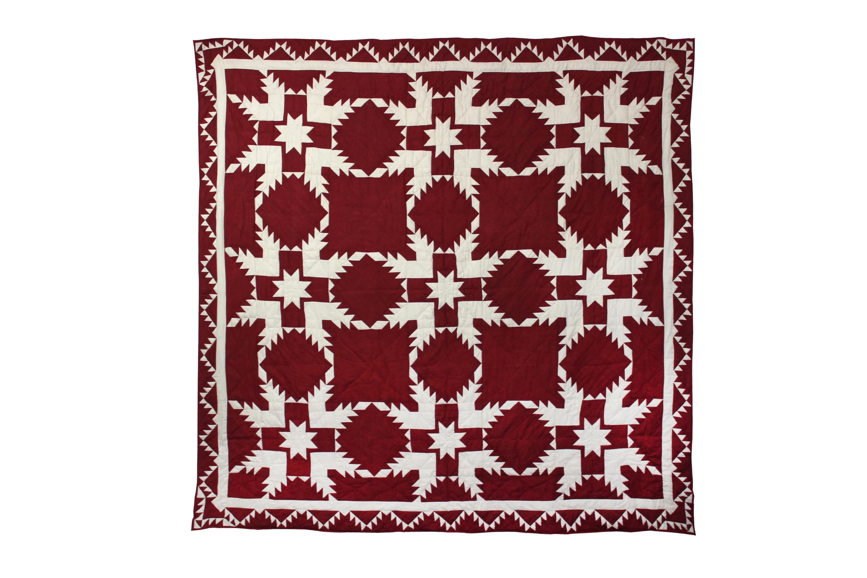 Patchmagic Ruby Feathered Star Vintage Quilt Throw, 50"W x 60"L, Reversible | Walmart (US)