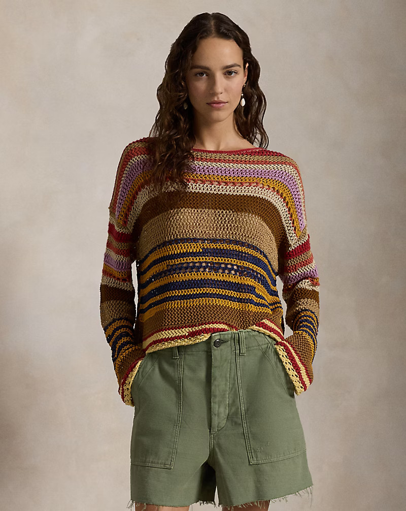Striped Linen-Cotton Crocheted Jumper | Ralph Lauren (UK)