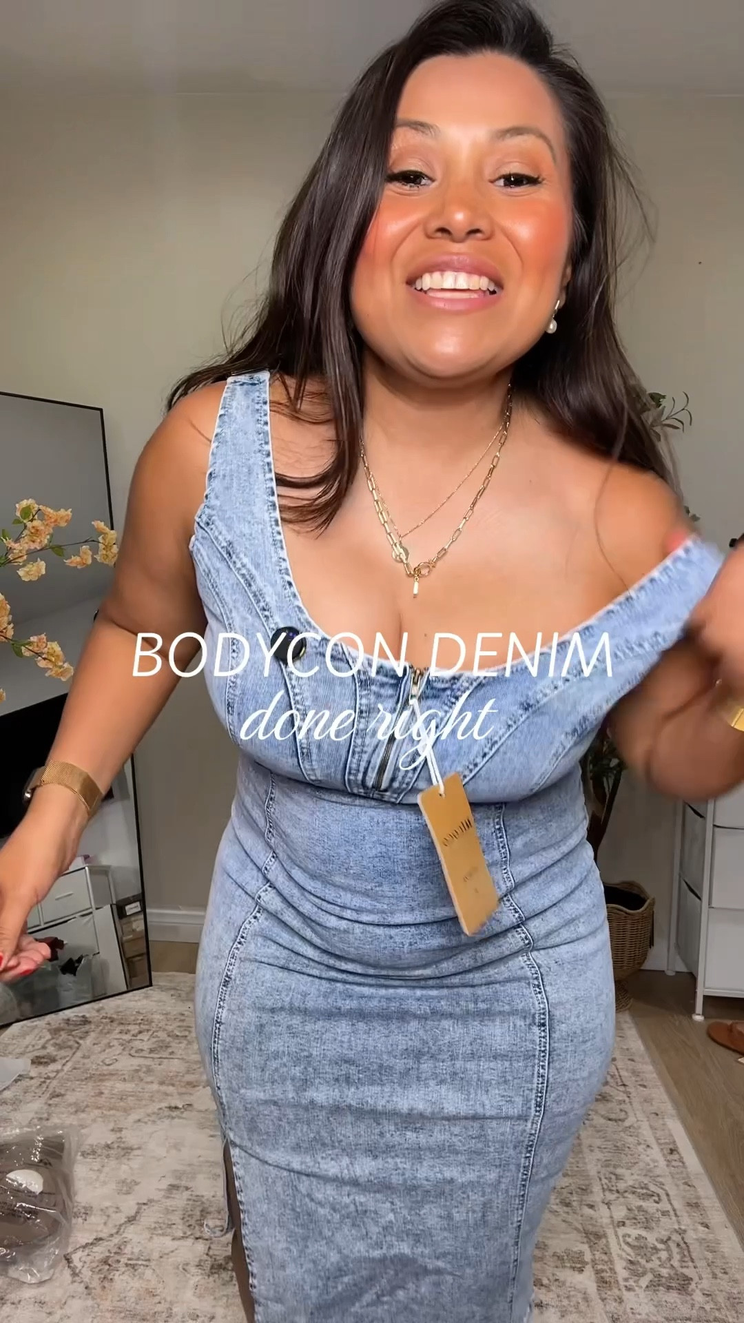 Bodycon dress for all occasions. Snatches in the right places, stretches where you need it, and gives effortless confidence every time you put it on. Denim dress, jean dress for 3 seasons. 

#LTKPetite #LTKMidsize #LTKootd