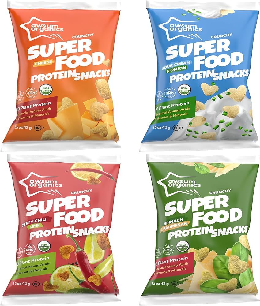 Awsum Organics SUPERFOOD High Protein Snacks for Adults | Healthy Crunchy Snack Protein Chips | P... | Amazon (US)