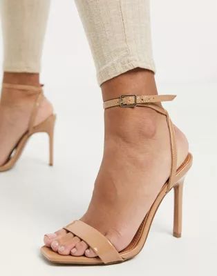 ASOS DESIGN Nala barely there heeled sandals in beige patent | ASOS | ASOS (Global)