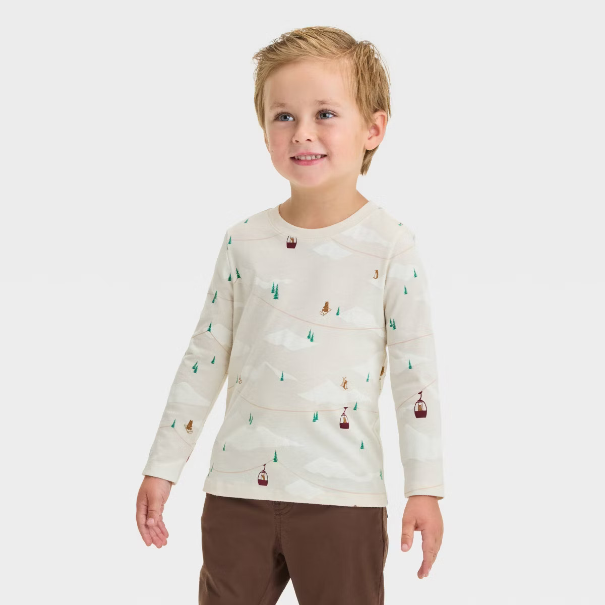 Toddler Boys' Long Sleeve Gondola T-Shirt - Cat & Jack™ Beige | Target
