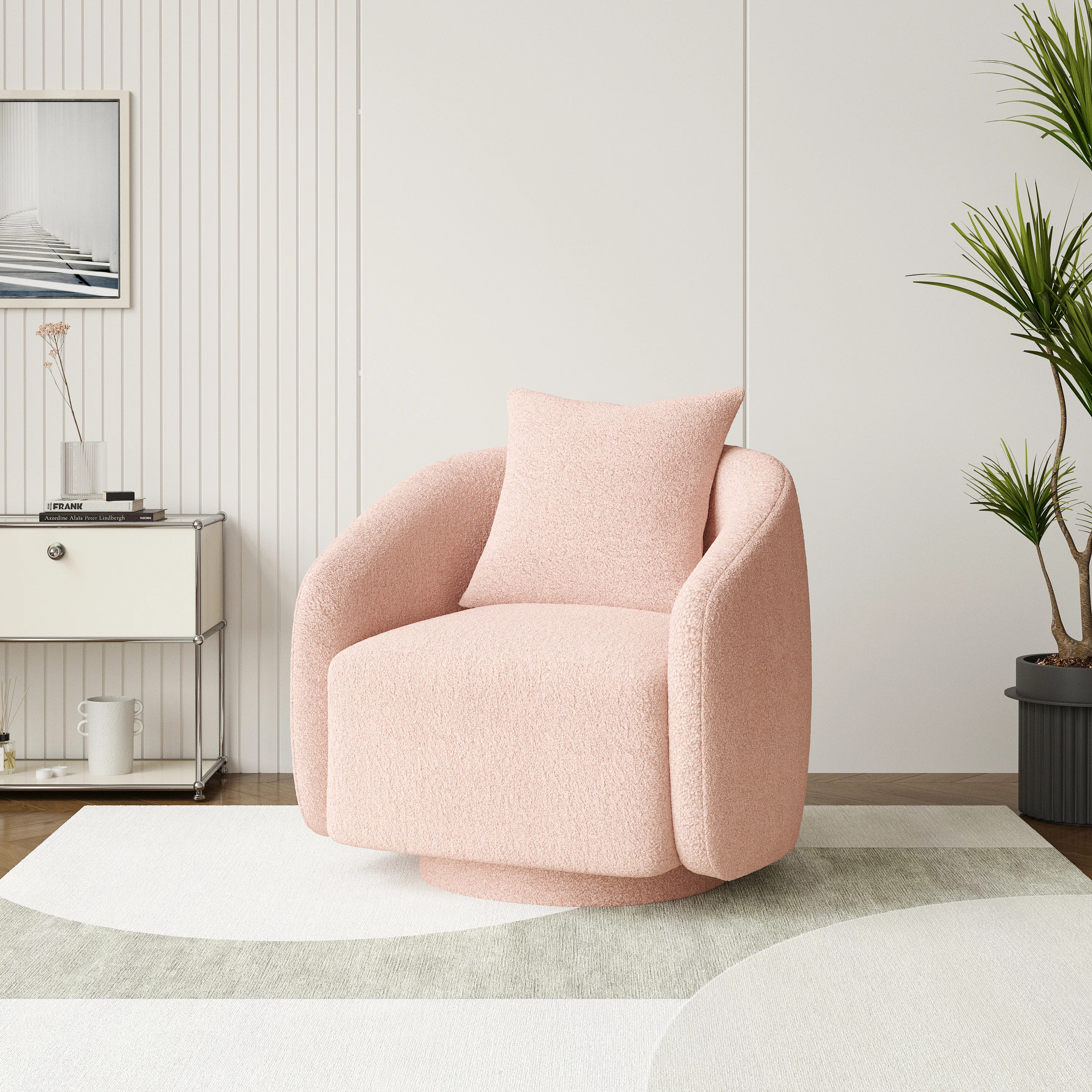 Bashar 28.5" W Upholstered Swivel Barrel Chair | Wayfair North America