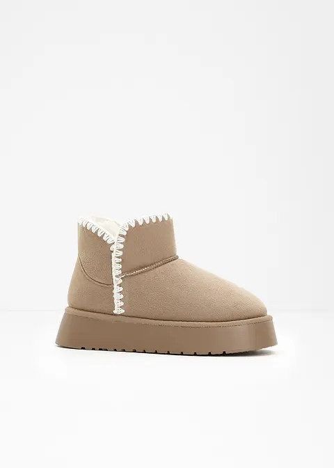 Modischer Plateau Boot mit Warmfutter - beige - Damen | bonprix | Bonprix DE