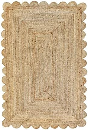 Scalloped Natural Jute Area Rug, Natural Color (2'X3') | Amazon (US)