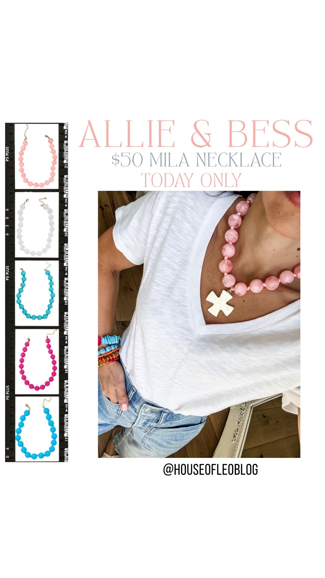 Beaded necklace on sale today only. Code HOUSEOFLEO20 will bring it down to $40.  Beaded necklaces, cross, necklace, white V-neck small

#LTKSaleAlert #LTKOver40