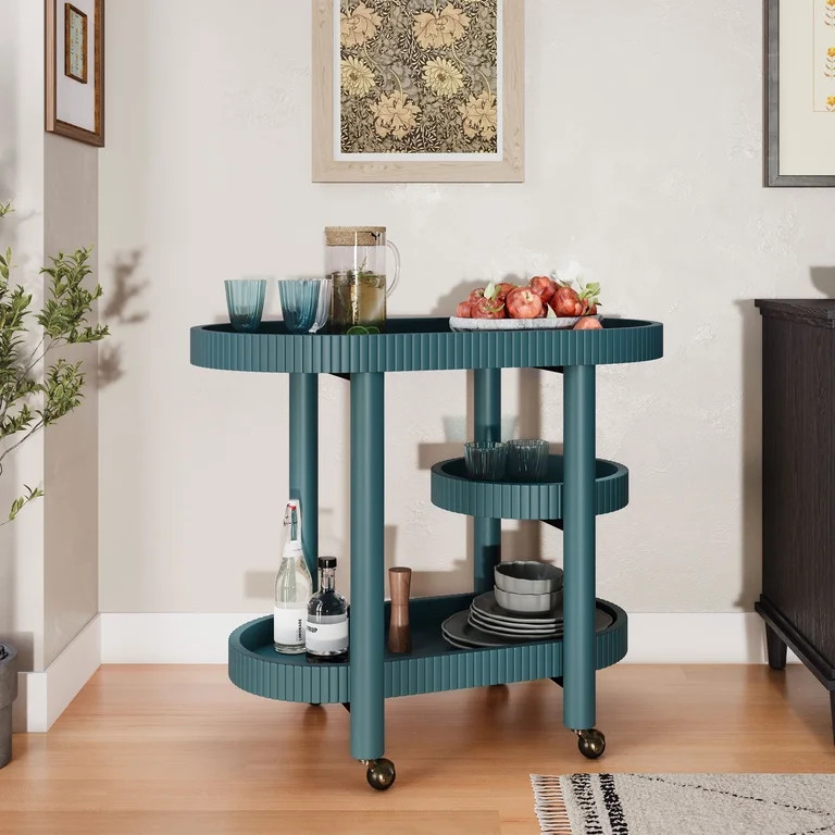 Beautiful Drew Bar Cart by Drew Barrymore, Thyme Green Finish | Walmart (US)