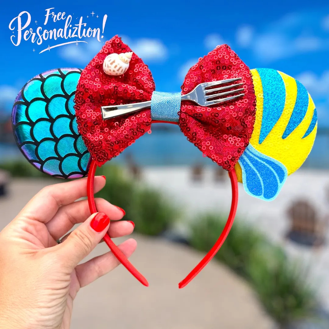 Little Mermaid Ears, Mickey Ears, Ariel Disney Headband, Minnie Ears, Mouse Ears Headband, Disney... | Etsy (US)