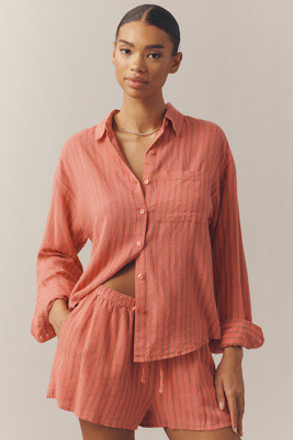 Z Supply Perfect Striped Long-Sleeve Buttondown Shirt | Anthropologie (US)