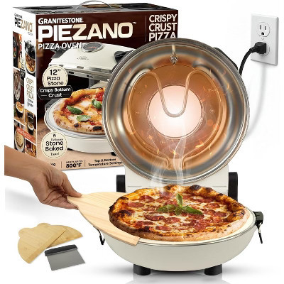 Piezano Cream 4 Piece Electric Pizza Oven with 12 Inch Ceramic Stone Countertop Pizza Maker Heats to 800F | Target