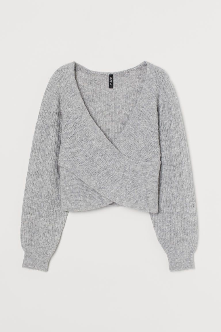 H & M - Wrapover Sweater - Gray | H&M (US + CA)