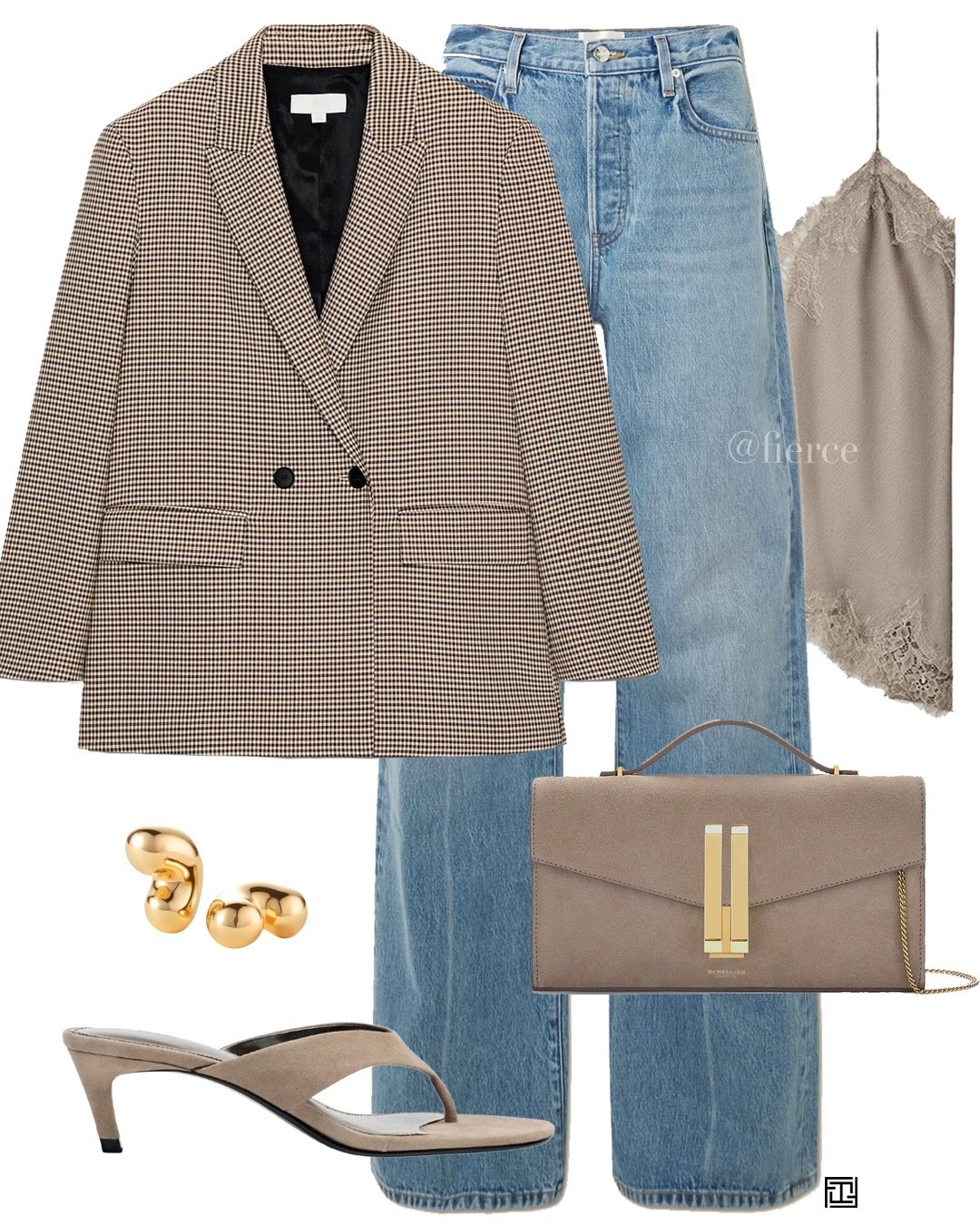 Zara check blazer blue jeans taupe beige lace top taupe suede bag suede thong sandals blue

#ZARA

#LTKspring #LTKeurope #LTKuk