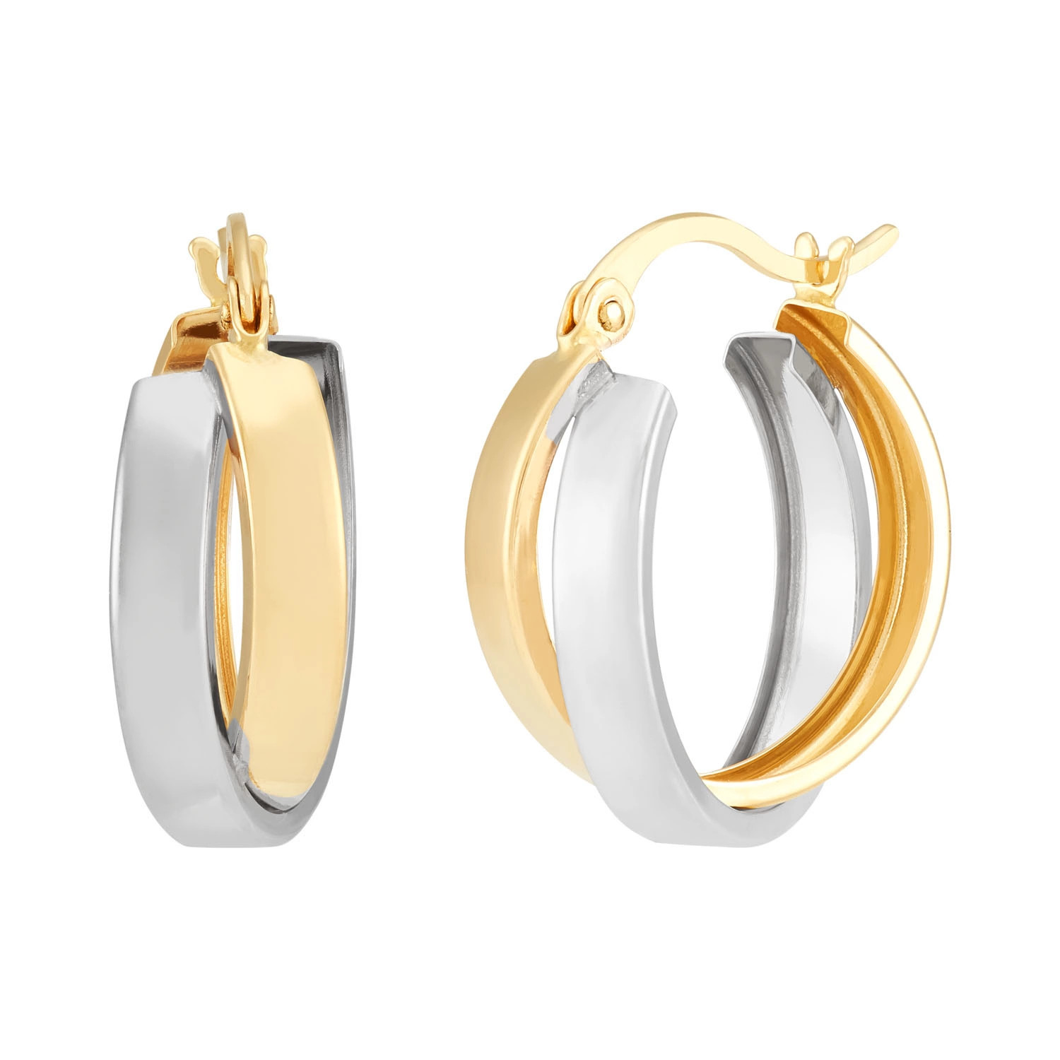 14K Two-Tone Crossover Hoop Earrings | Sam's Club