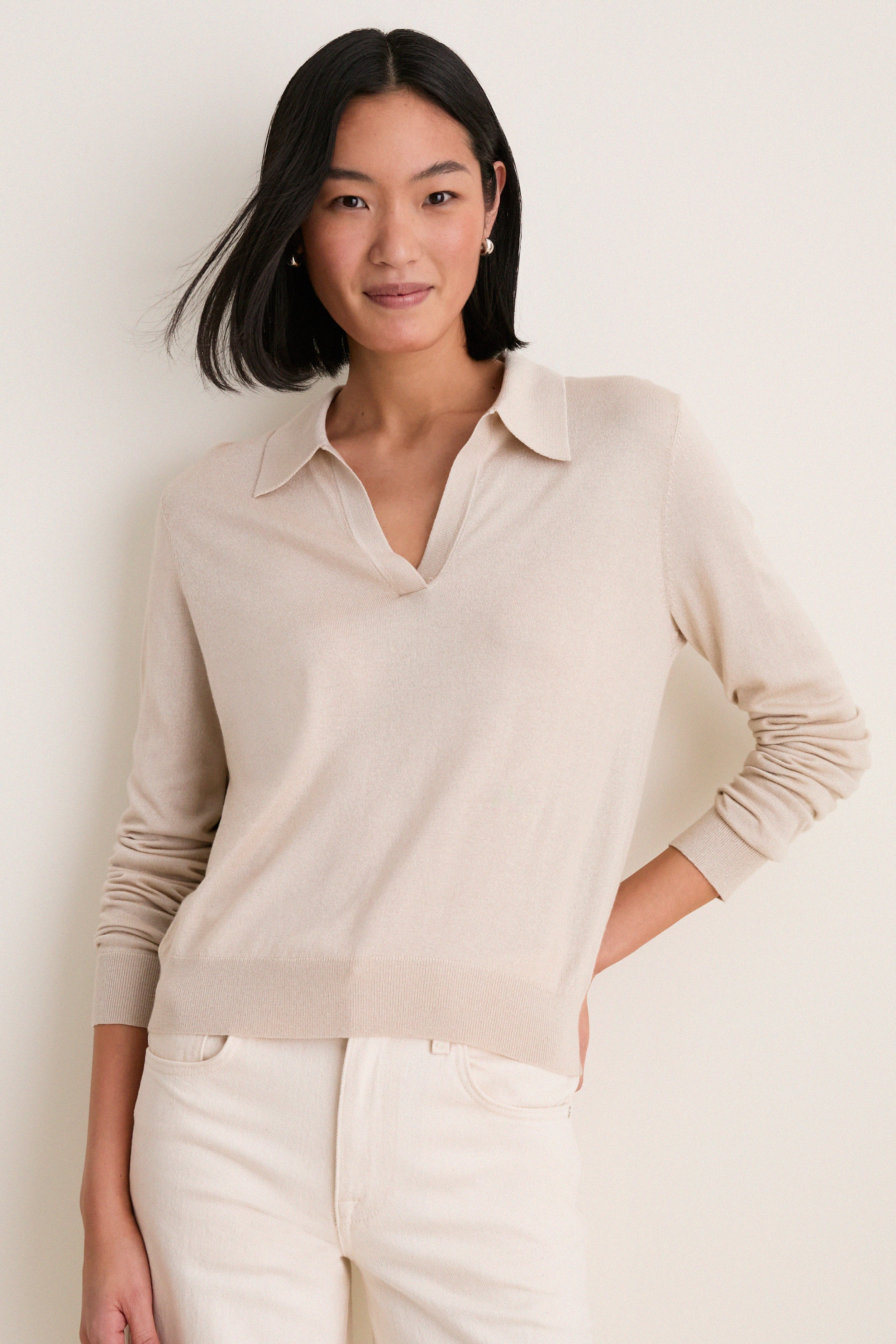 Carnation Pink Cashmere Silk Theo Polo | Tuckernuck (US)