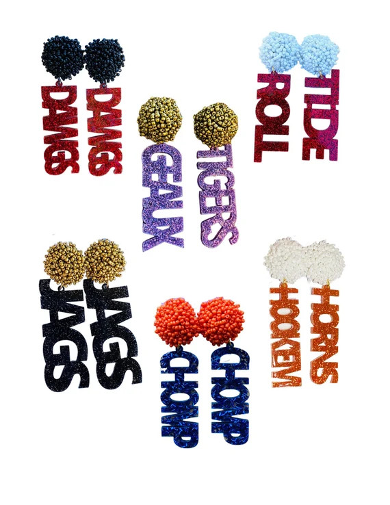 Personalized Custom Game Day Earrings Jewelry Birthday Gift for Her Female, High School College F... | Etsy (US)