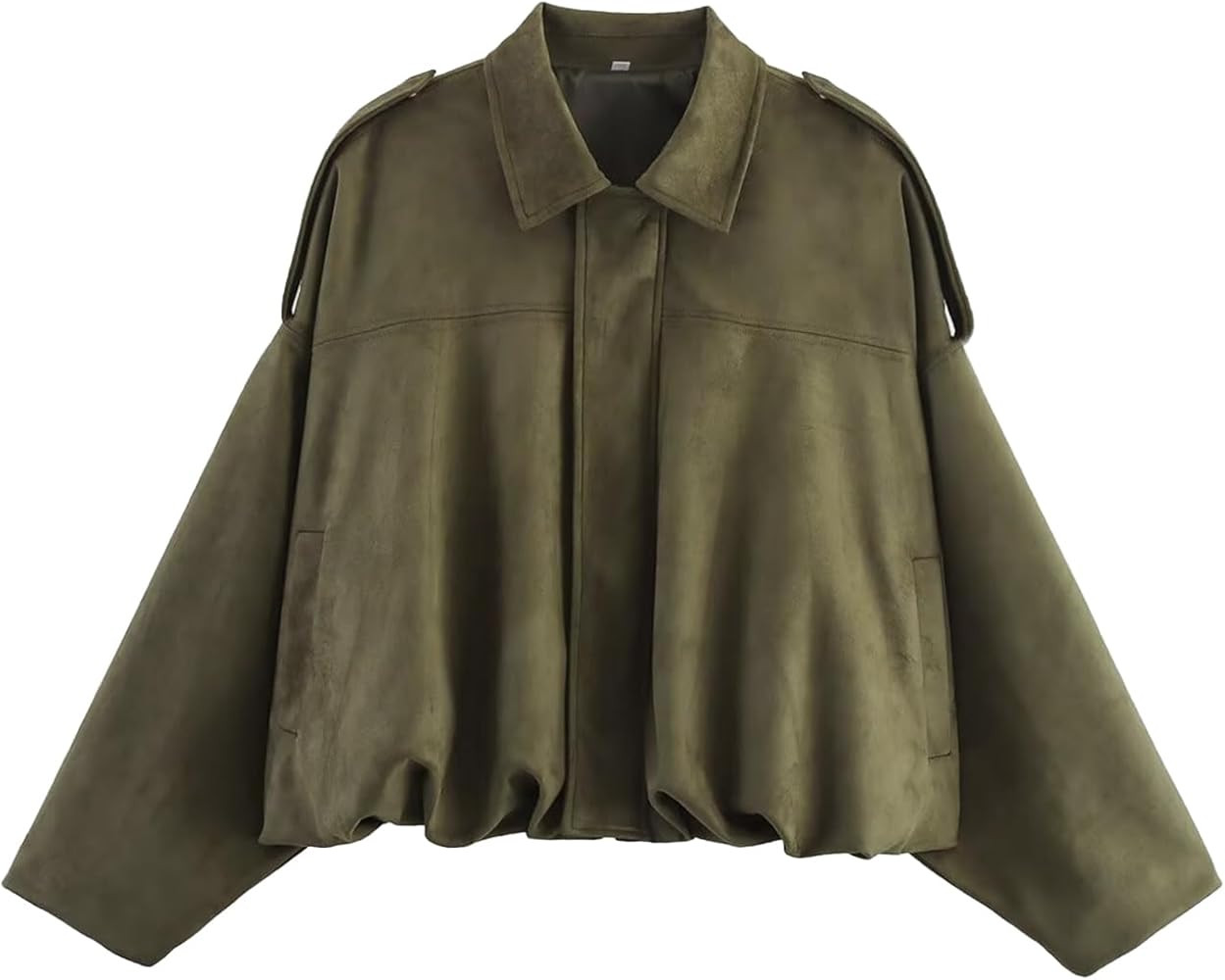 Womens Faux Suede Bomber Jacket Casual Lightweight Batwing Long Sleeve Oversized Coat Streetwear ... | Amazon (US)