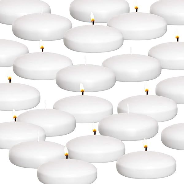 YIH 2" White Unscented Dripless Floating Tealight Shape Candles Set (24Pack) | Amazon (US)