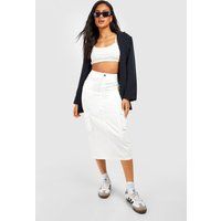 Womens Split Back Cargo Midaxi Skirt - White - 14, White | Boohoo.com (UK & IE)