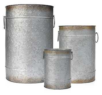 AuldHome Design Christmas Galvanized Greenery Buckets (Set of 3), Large, Medium, Small Metal Farm... | Amazon (US)