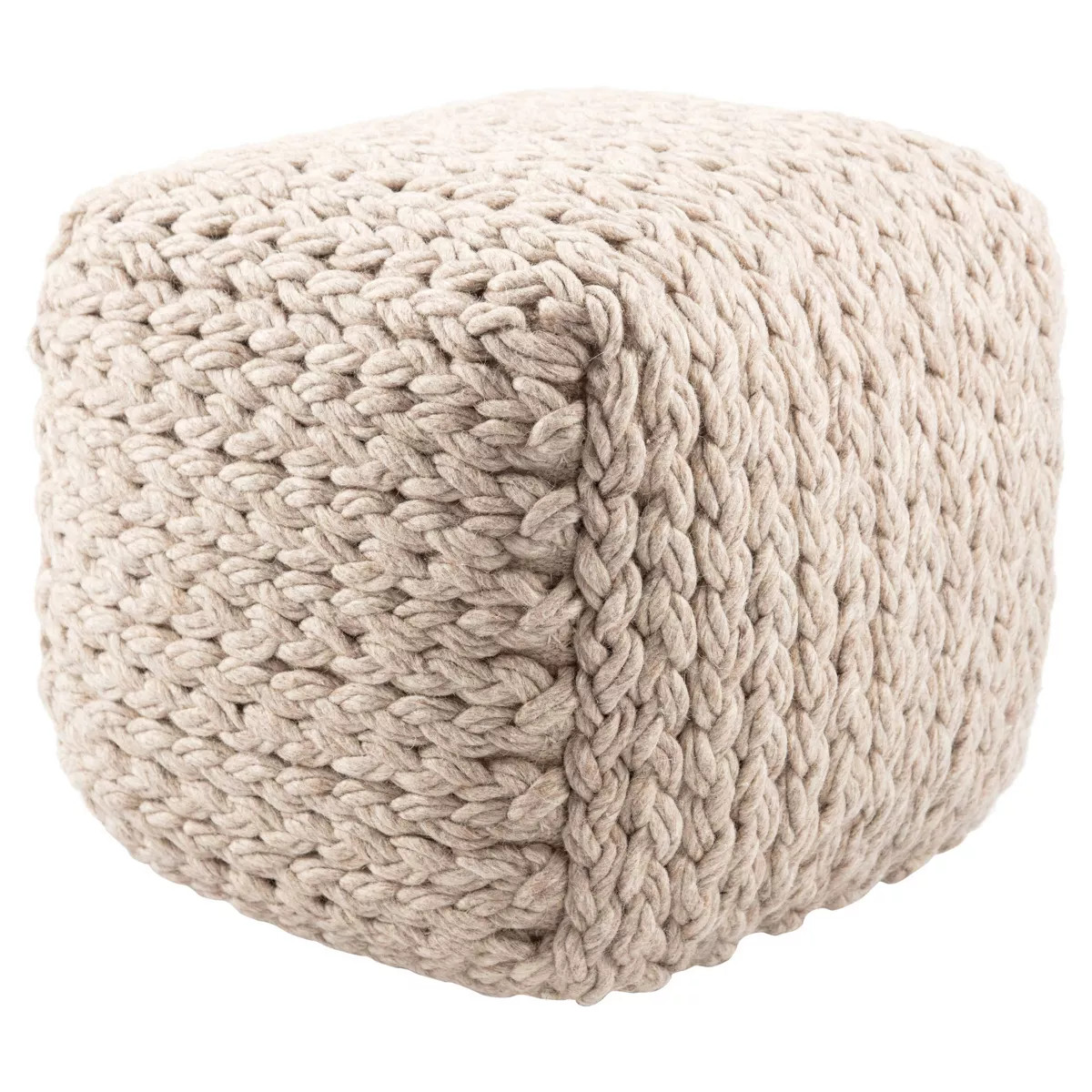 16"x16" Square Scandinavian Pouf Ottoman Tan - Jaipur Living | Target