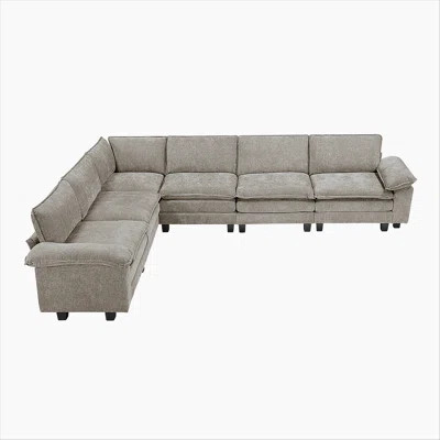Modern Contemporary 6-Piece Modular Sectional Sofa Set Plush Comfort Chenille Upholstery Living Room Furniture Durable Plywood | Wayfair North America