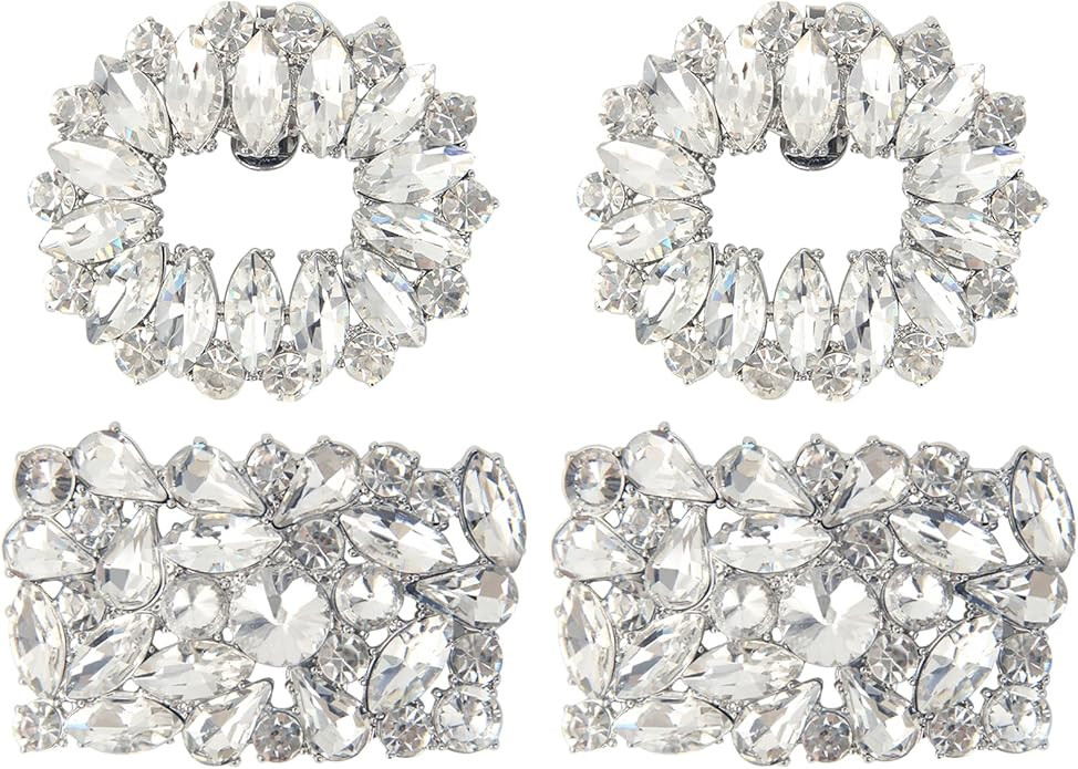 kilofly 2 Pairs Elegant Rhinestone Crystal Metal Shoe Clips Wedding Party Set | Amazon (US)