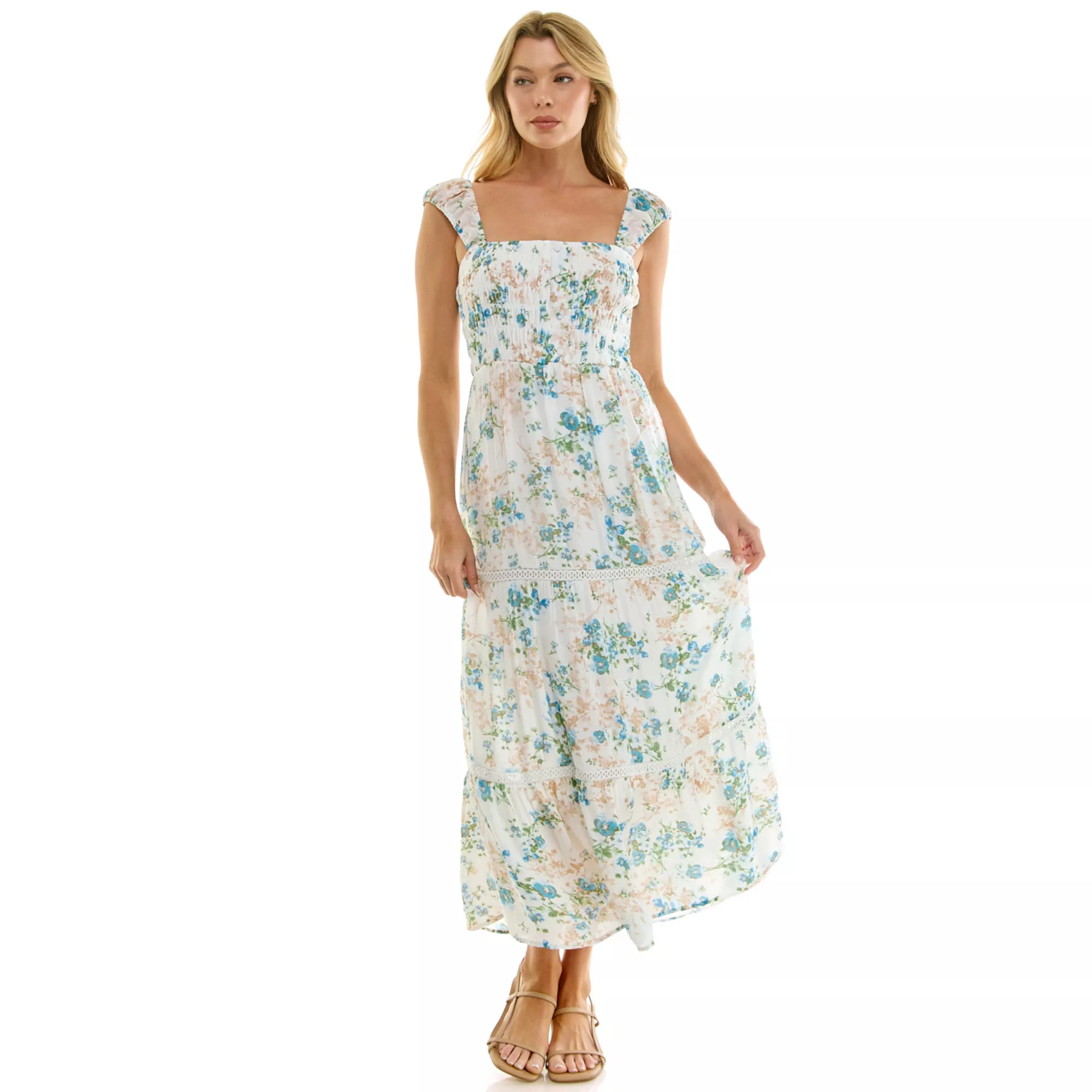 Juniors' Lily Rose Smocked Maxi Dress with Lace Trim | Kohl's