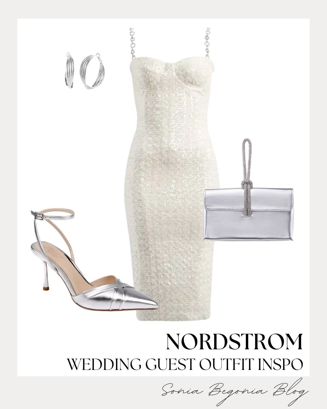 ✨ The ultimate wedding guest look. I am absolutely obsessed with this stunning white sequin midi dress paired with sleek silver metallic heels and a matching rhinestone clutch. It’s the perfect combination of elegance and effortless glamour for your next special event.🥂

#weddingguestoutfit #nordstromfinds #weddingguestdress #sequindress #metallicheels #silveraccessories #formalwear #specialoccasionstyle #ltkstyletip #ltkunder100 #ltkwedding

#LTKWedding #LTKootd