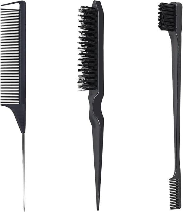 Juego de cepillos para peinar el cabello, peine de espalda lisa, cepillo de control de bordes, pe... | Amazon (US)