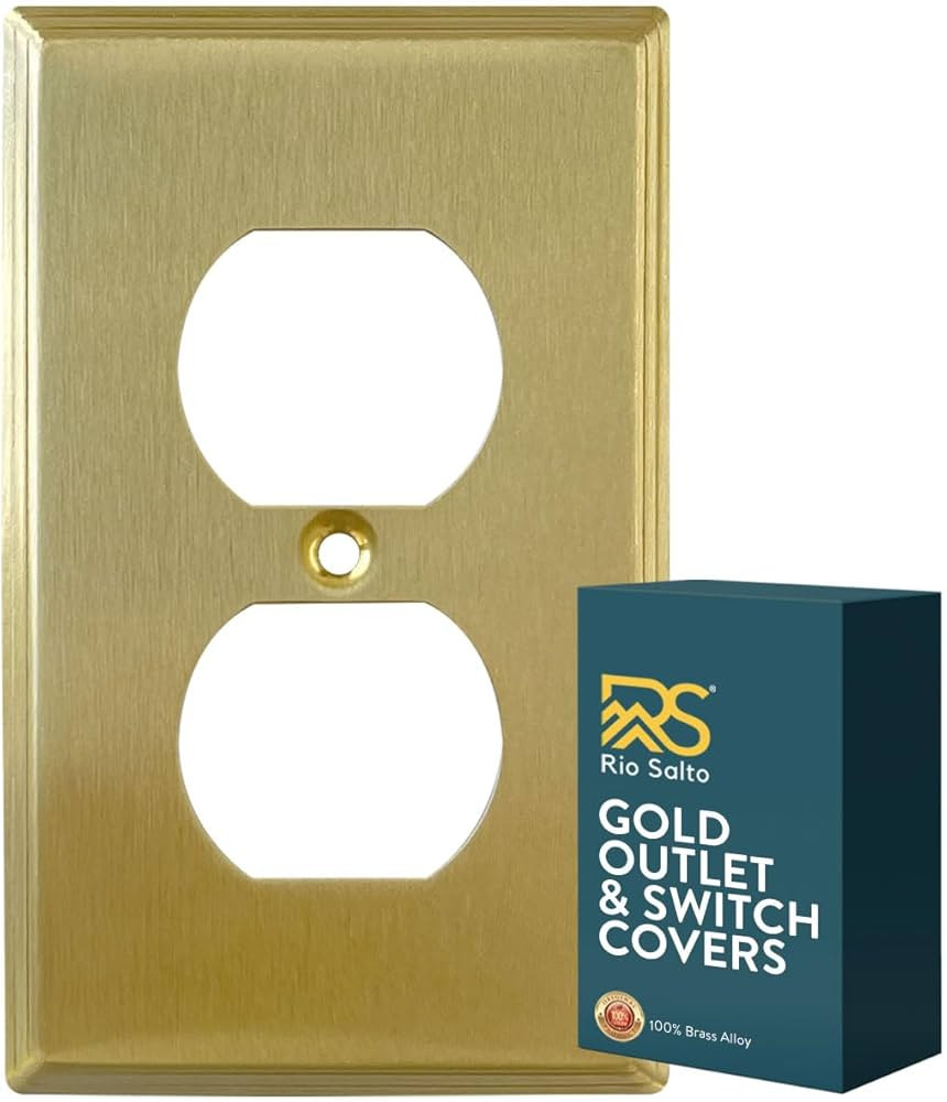 Rio Salto BRASS Metal Linear Gold Outlet Cover or Decorative Light Switch Cover Wall Plate Single... | Amazon (US)