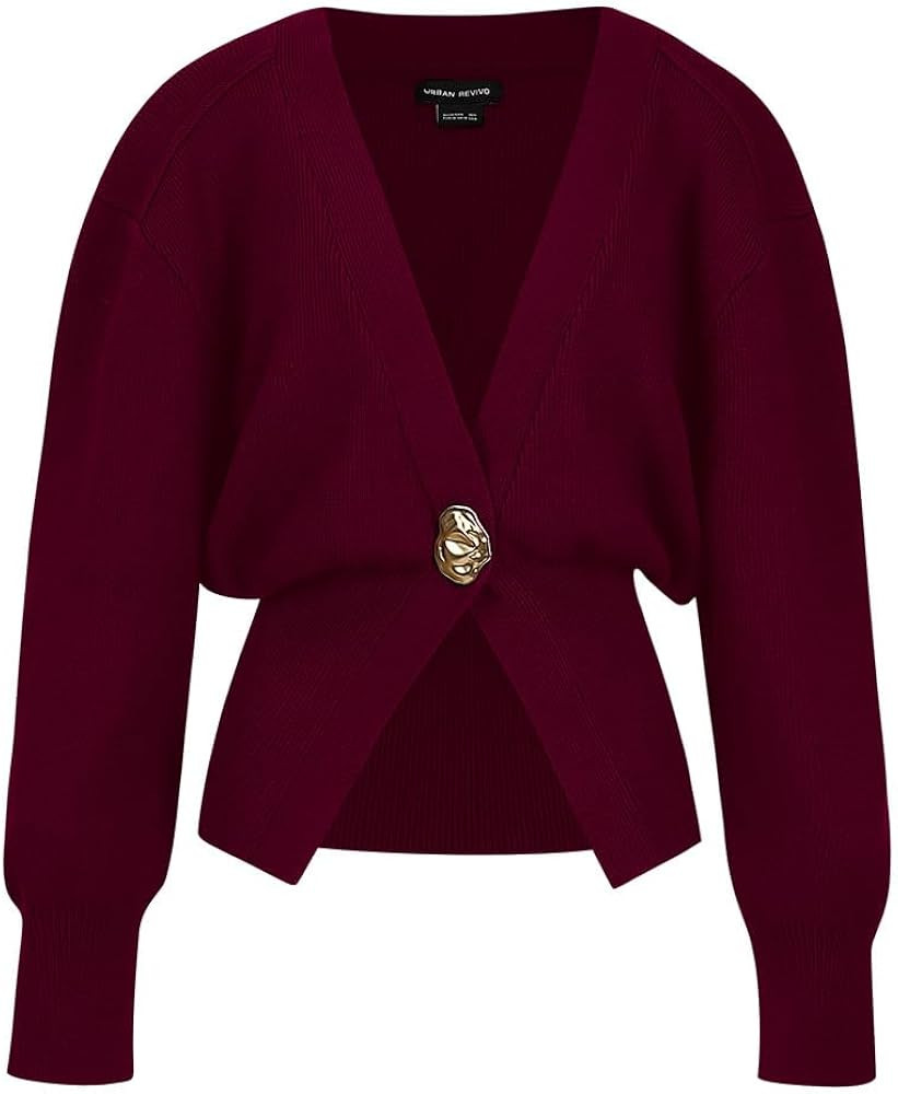 Women Knitted Cardigans Long Sleeve V-Neck Lightweight Sweater One Leaf Button Down Outwear | Amazon (US)