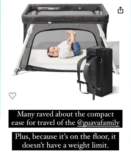 Guava Family Lotus Travel Crib 
Pros 
Most compact storage 
Light weight (15 lbs) 
Insulated waterproof mattress
Large sleep/place space 45.5" x 31.5"
No weight limit
Easy access side zipper
GreenGuard™ Gold Certification

Cons 
Harder mattress 



#LTKbaby #LTKbump #LTKtravel