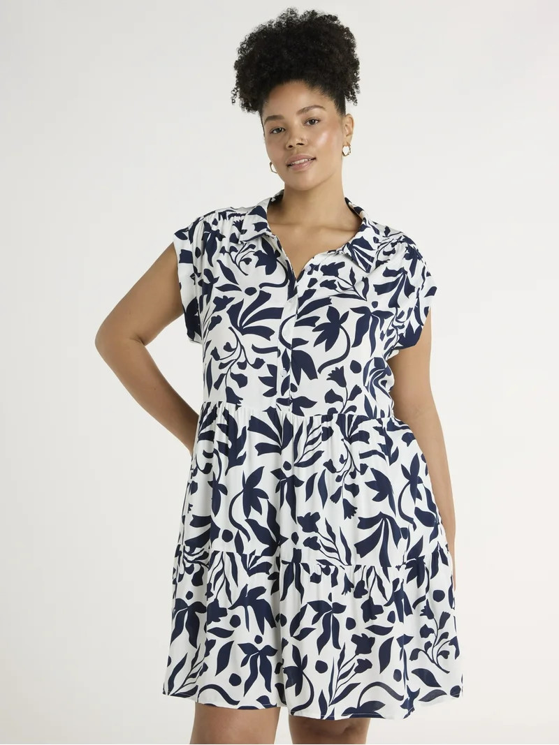 Time and Tru Women's and Women's Plus Soft Shirt Dress, Sizes XS-4X | Walmart (US)