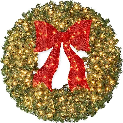 Best Choice Products 48in Large Artificial Pre-Lit Fir Christmas Wreath Holiday Accent Decoration... | Amazon (US)