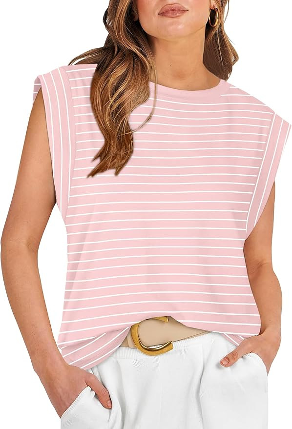 WIHOLL Cap Sleeve Tops for Women Summer Top Basic Tee Shirts Casual Tank Loose Fit 2024 Fashion | Amazon (US)