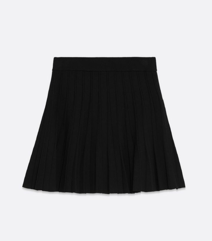 Black Knit Pleated Flippy Mini Skirt
						
						Add to Saved Items
						Remove from Saved Item... | New Look (UK)