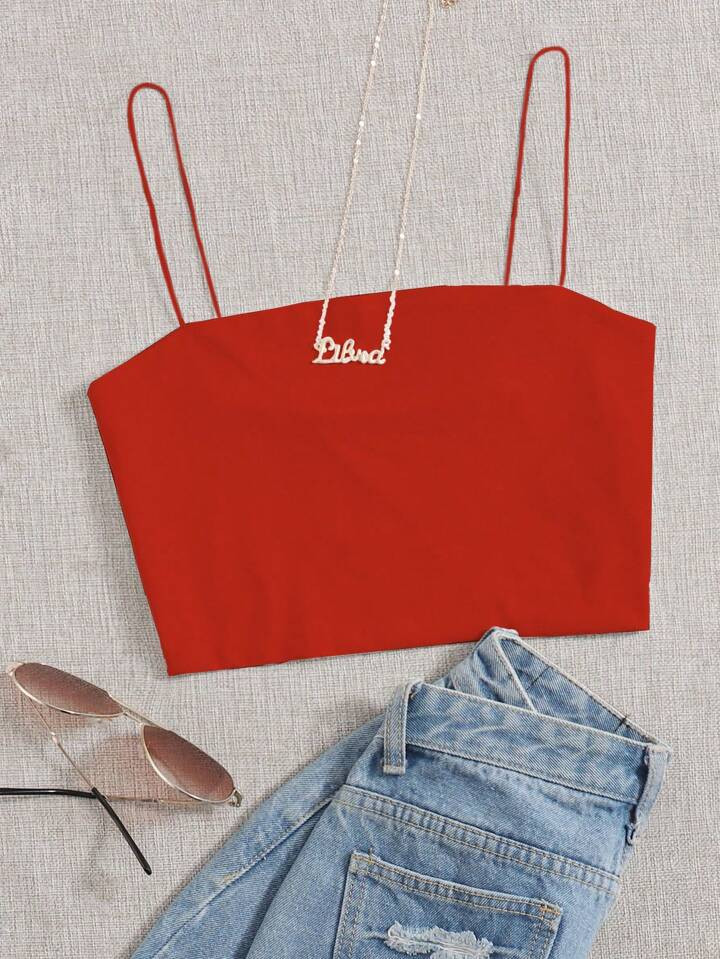 Flirla Women's Solid Color Spaghetti Strap Camisole For Summer For New Year Clothes | SHEIN