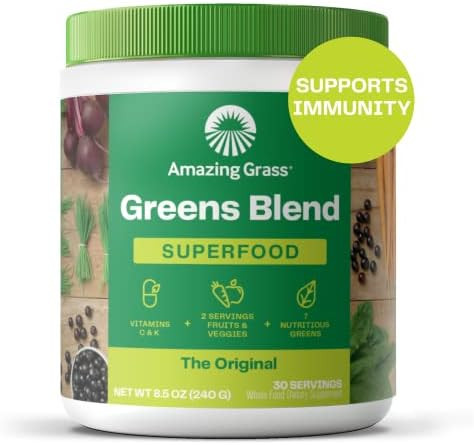 Amazing Grass Greens Blend Superfood: Super Greens Powder Smoothie Mix with Spirulina, Chlorella,... | Amazon (US)