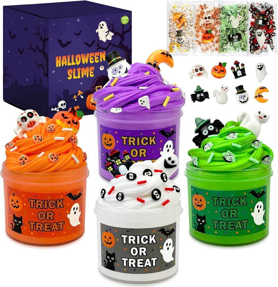 Halloween Goodie Treat Bag Stuffers for Kids 8 PCS, Halloween Slime Kit with Add ins for Toddler,... | Amazon (US)