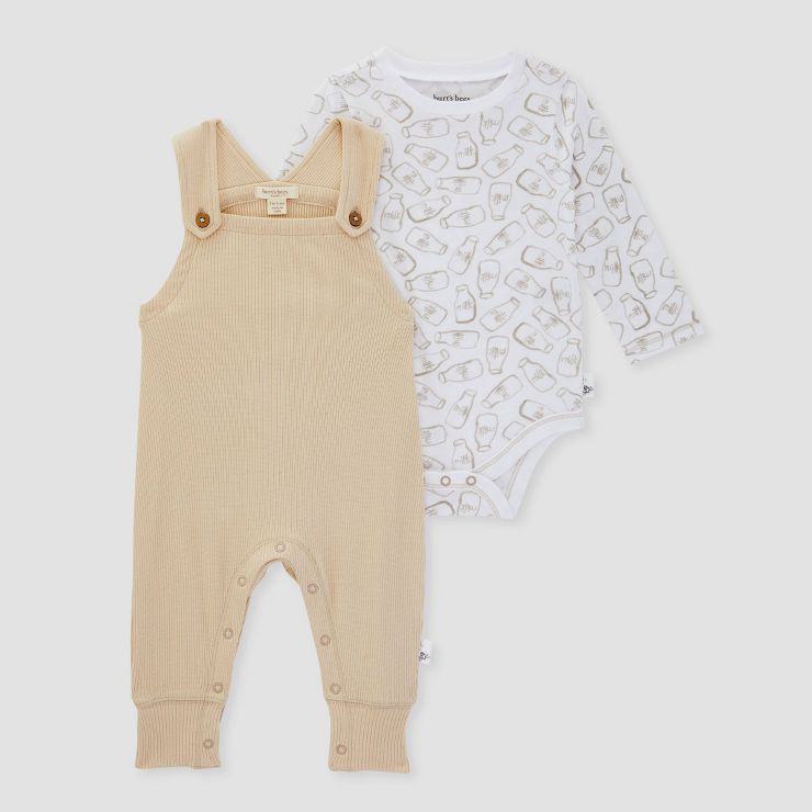 Burt's Bees Baby® Baby Ribbed Jumpsuit & Milk Bodysuit Set - Beige | Target