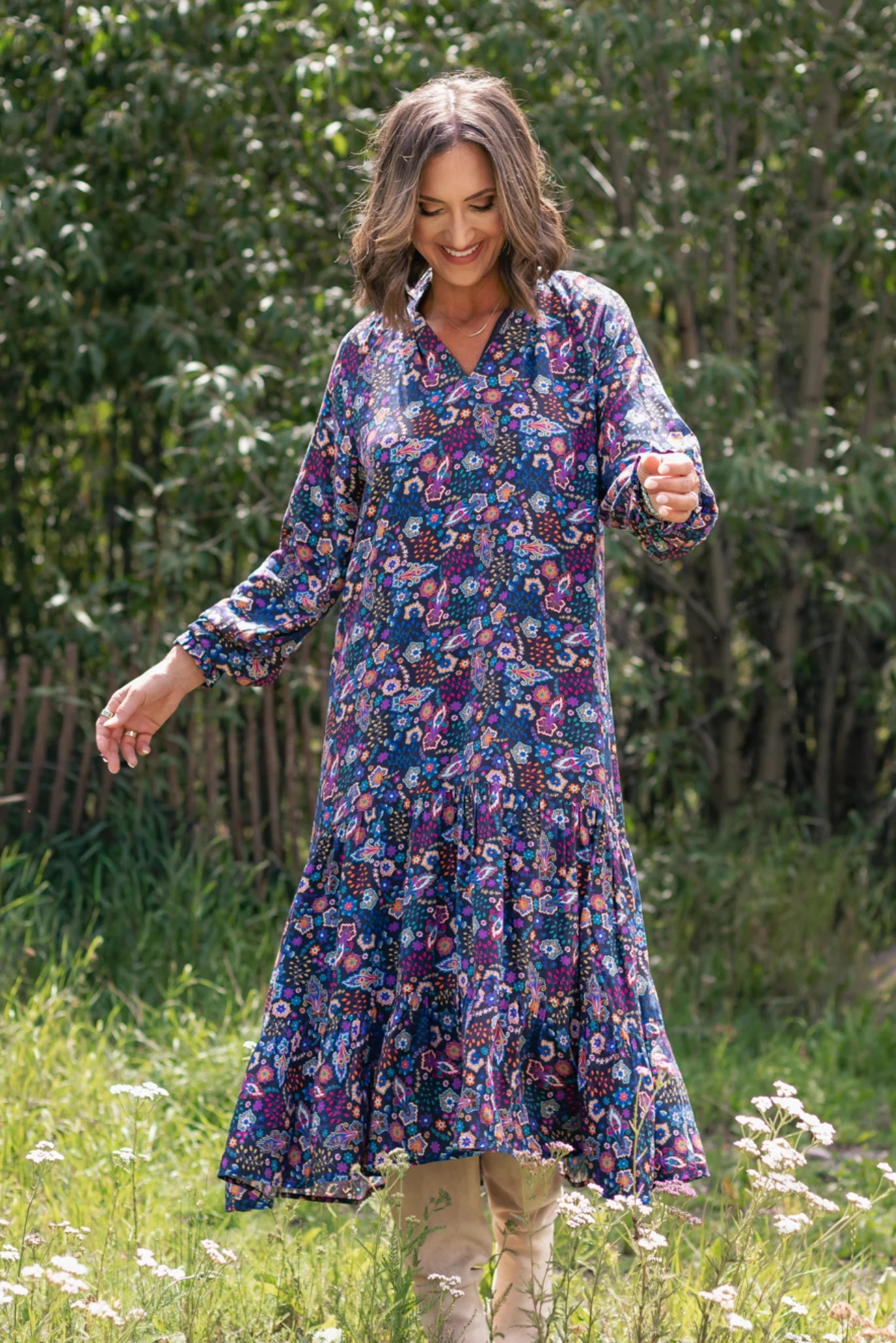 SSYS Rowan Long Sleeve Maxi Dress In Twilight Floral | SSYS